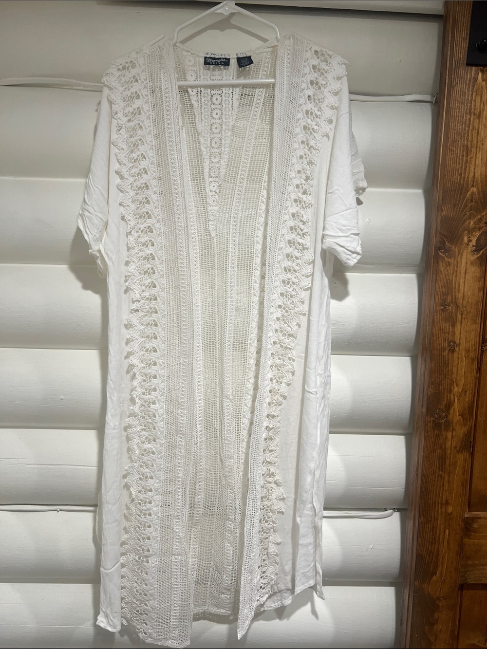 Wrangler Retro White Crochet Kimono Cover-Up